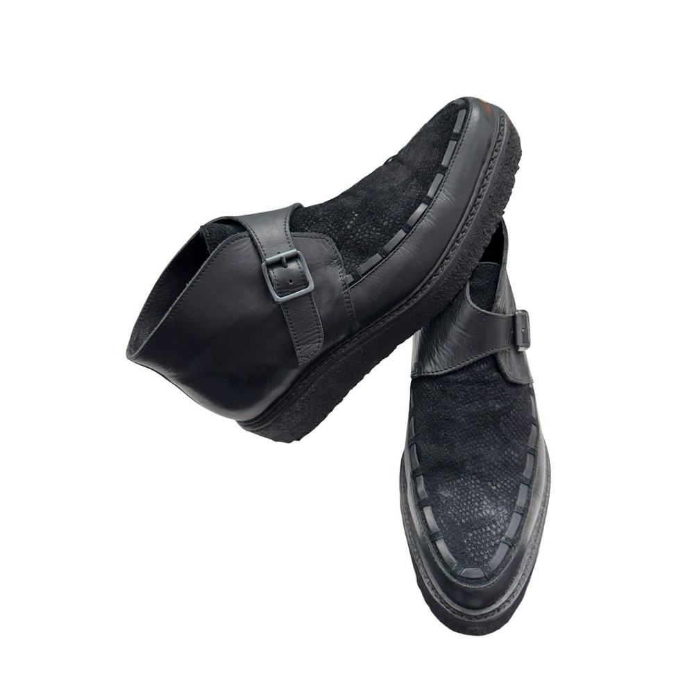 All Saints Caleb leather & suede monk strap ankle boots Crepe Sole Mens 39 6.5-7